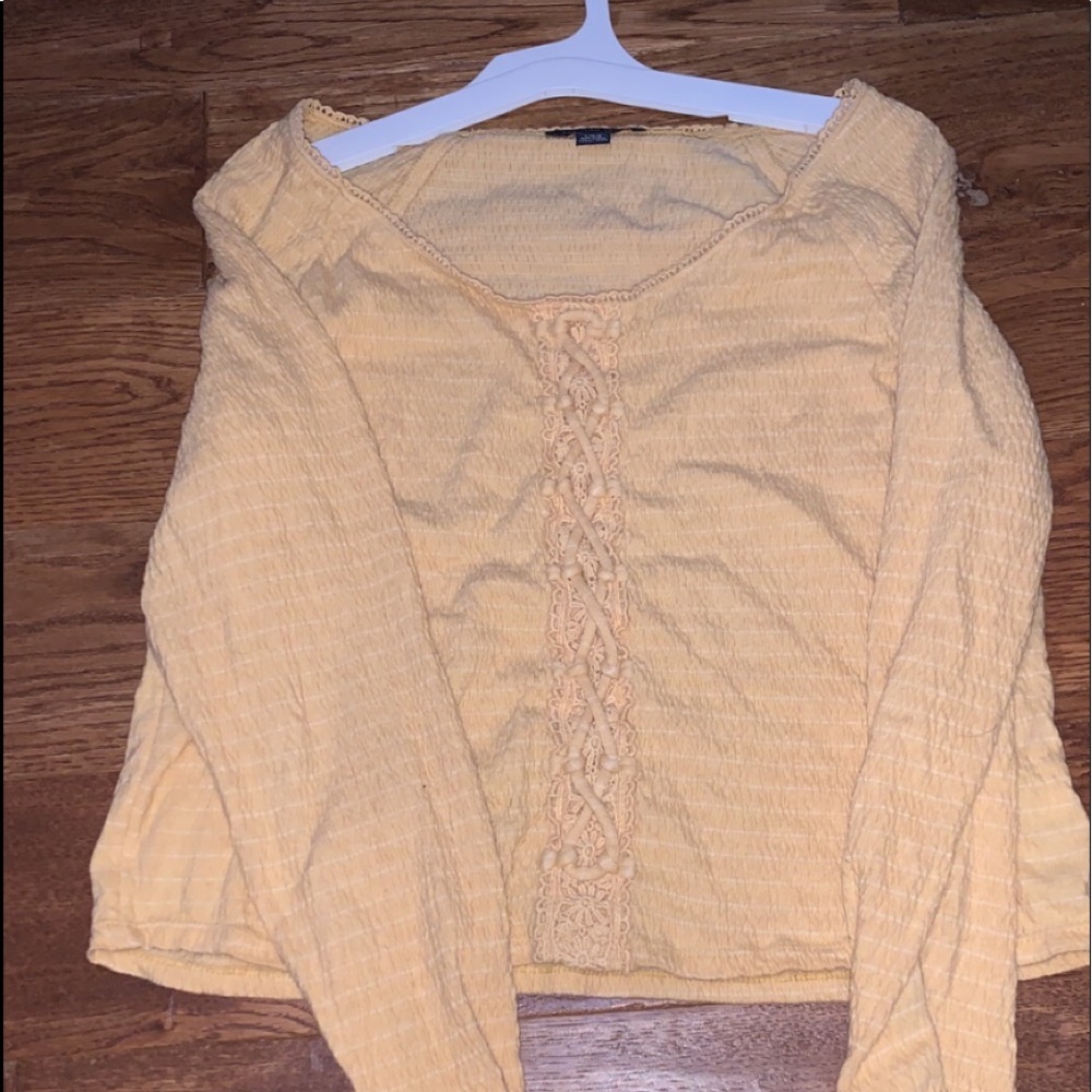 Yellow and white striped longsleeve casual or dressed up shirt